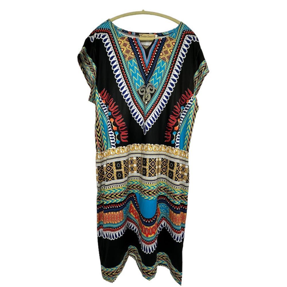 Jessica Taylor NYC Womens Notch Neck Short Sleeves Multicolor Top Size 1X - Picture 1 of 4